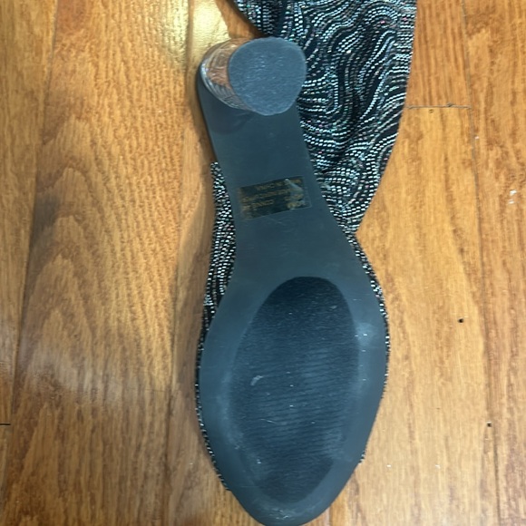 CAPE ROBBIN CONNIE WOMEN BLACK HEELED OVER KNEE SANDALS BOOTS IN SIZE 10 m - Picture 12 of 13